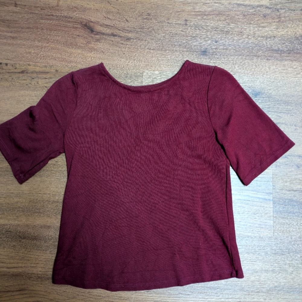 Ripley Rader Ponte Knit Short Sleeve Top Size 1/XS Burgundy
